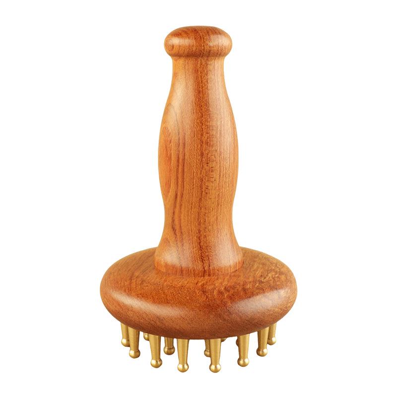 Meridian Gua Sha och Massageborste i Mässing för Kropp & Hårbotten