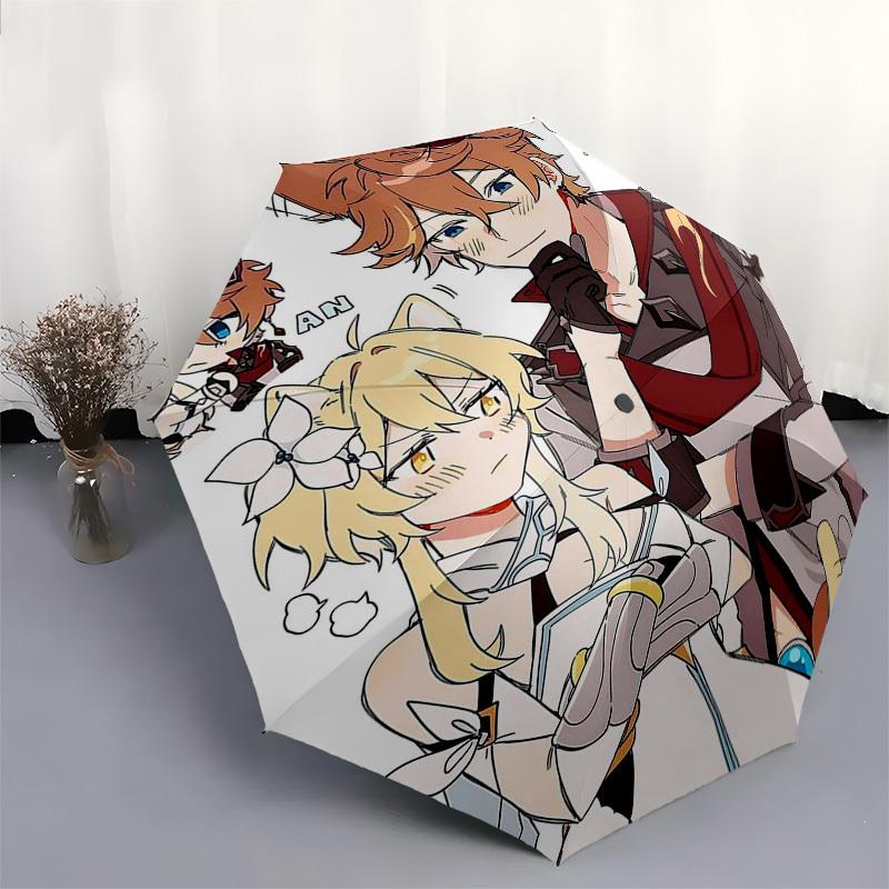 1 Stück Outdoor-Schirm mit Anime-Charakteren | Automatisches Öffnen & Schließen | Tragbares 3-fach faltbares Design | 8-Speichen-Eisenrahmen | Perfektes Geschenk für Fans, Tra