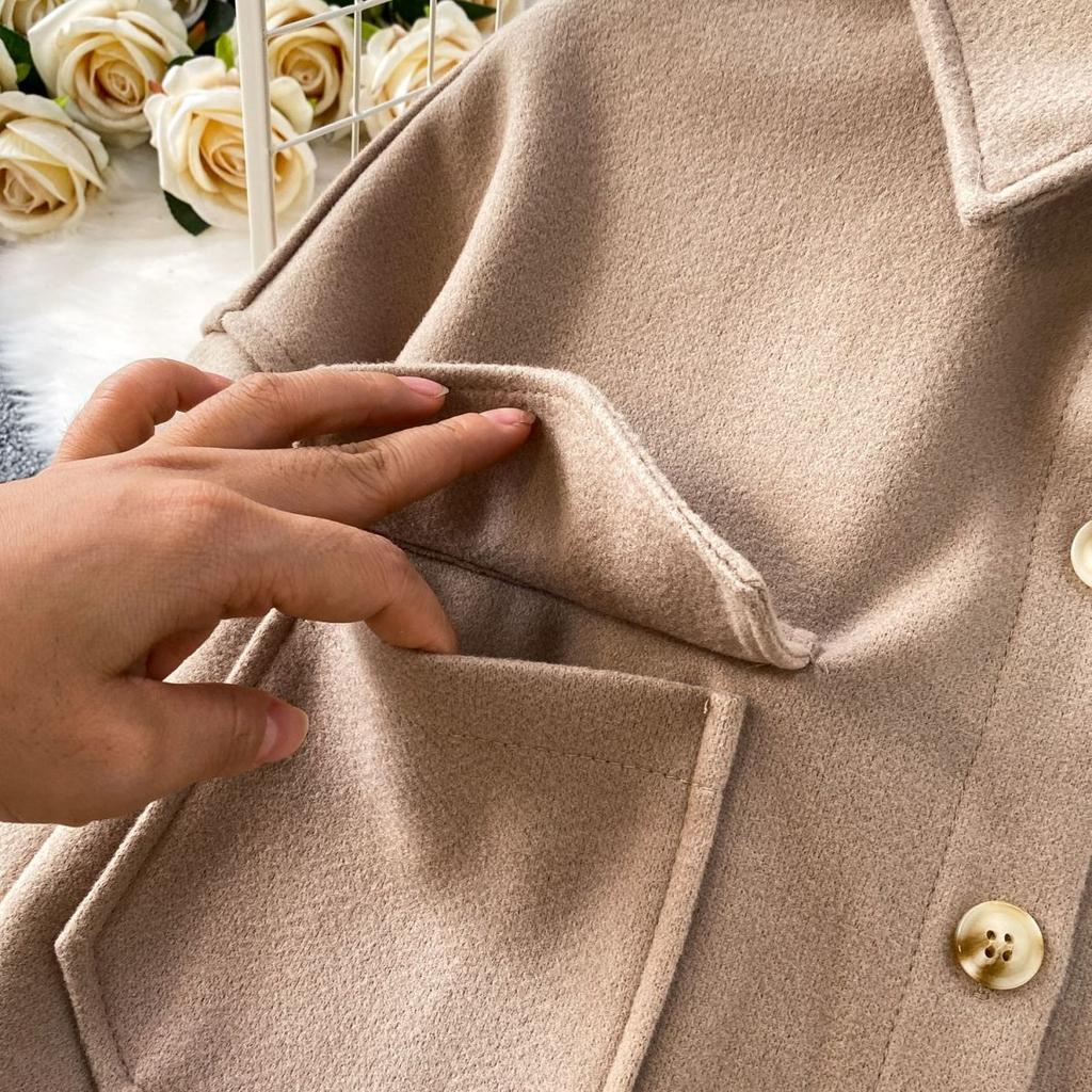 Autumn Winter Turn Down Collar Women's Jacket Simple Solid Casual Outwear Coat for Women 2025 New