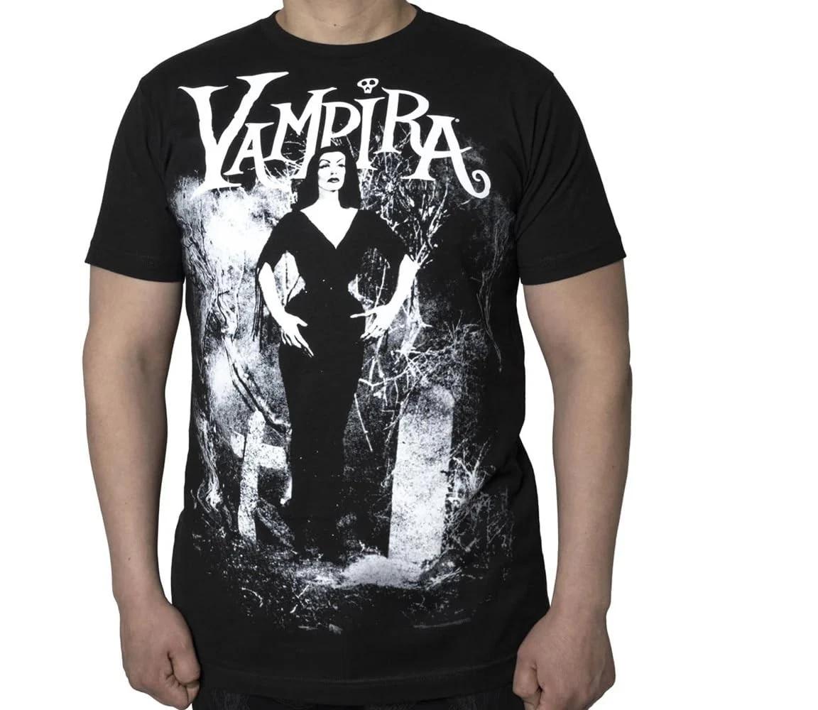kreepsville 666 Vampira Gothic Cemetery Mist Jumbo Print Black Shirt XL