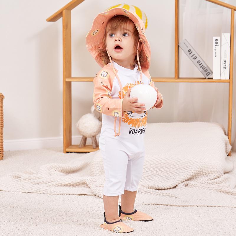 Kids' Cute Quick-Dry One-Piece Swimsuit: Long Sleeve, Sun Protection for Boys, Girls, Infants & Toddlers