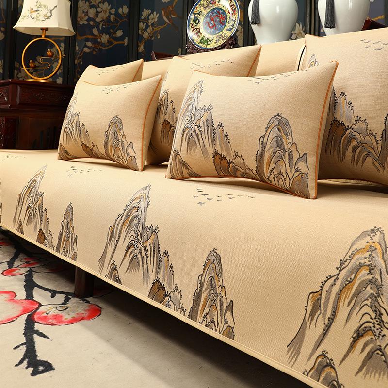 

Mahogany Sofa Seat Cushion Cover High-End New Chinese-Style Solid Wood Sofa Cushion Cover Universal Arhat Bed Seat Cushion Sofa Towel 90*140cm