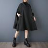 DIMANAF 2025 Autumn Winter Plus Size Shirt Dress Women Long Sleeve Vintage Lady Loose Tops Pullover Black