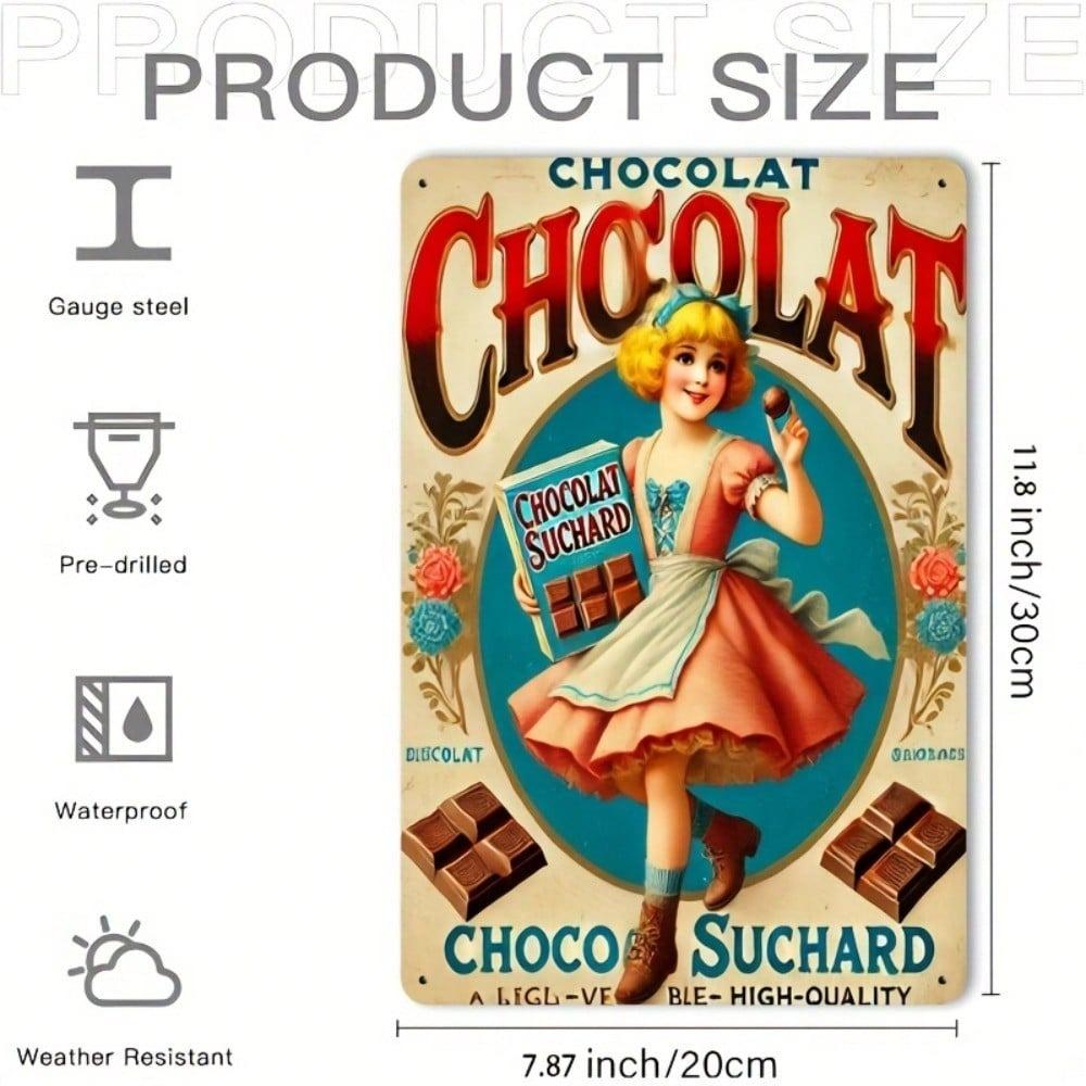 Vintage Chocolate Tin Sign Suchard Retro Metal Wall Art Kitchen Bar Decor