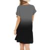 Women's Fashion Casual Round Neck Short Sleeve Ruffle Gradient Printed Dresses