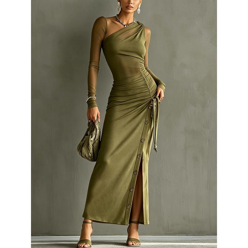 European and American Fashion New Pleated Holiday Style Thin Sexy Temperament Dress Women