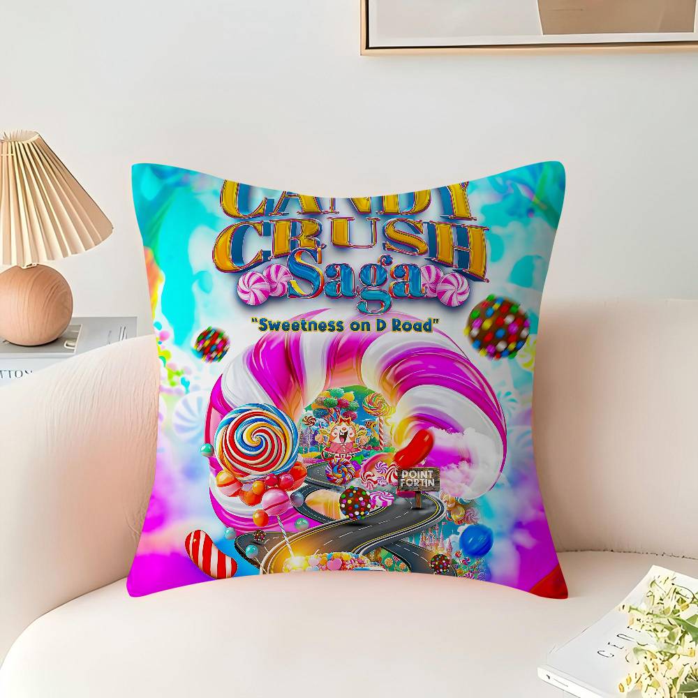 C-Candy Crush Saga Personalized Pillow Cover Kids Bedroom Wild Party Decor Pillowcase Kid Birthday Shower Gift