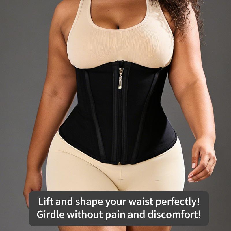 Women Plus Size Hourglass Waist Trainer Zipper Abdomen Body Shaper Waist Cincher