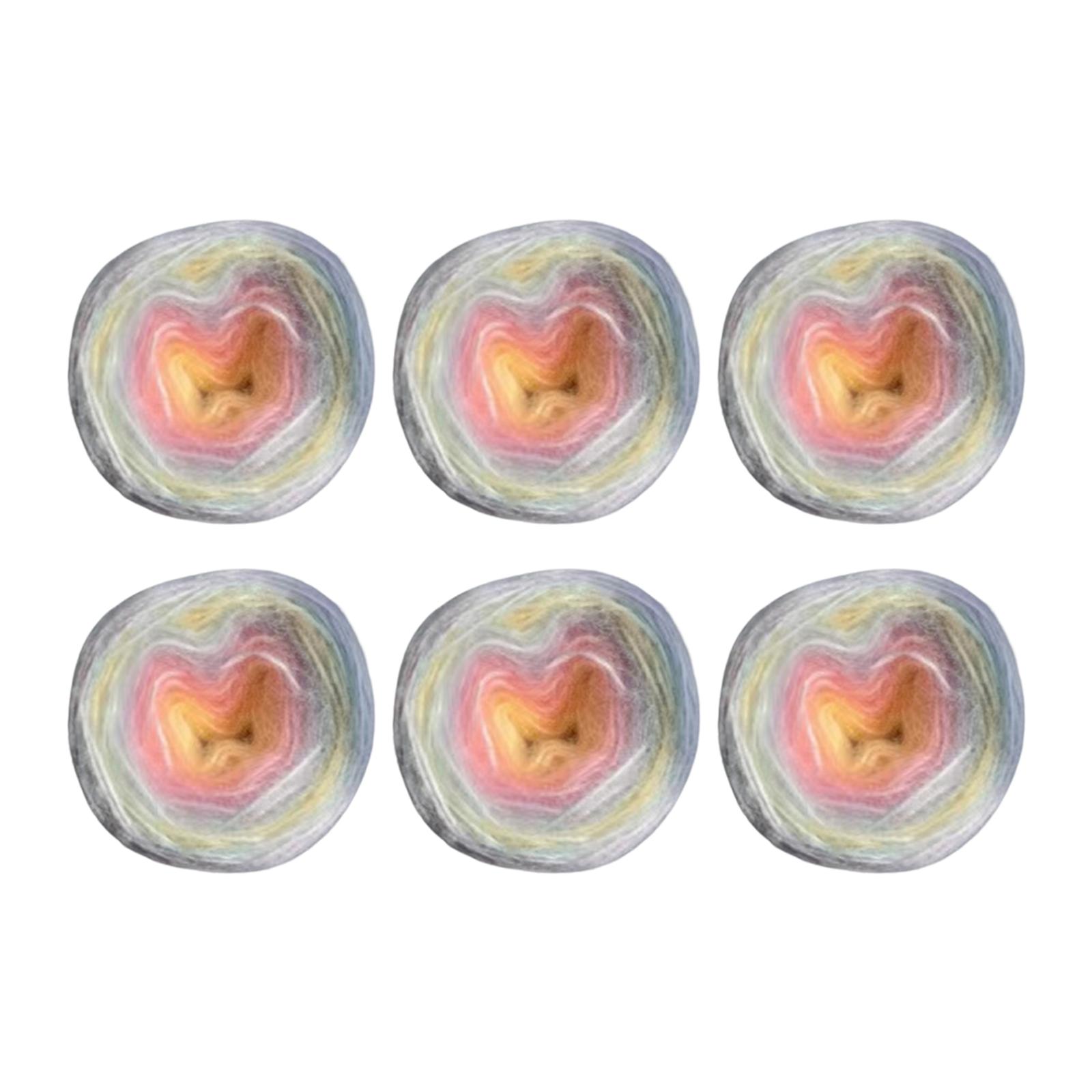 

6 Pieces Gradient Color Yarn Crochet Kit Hand Knitting Material Style H