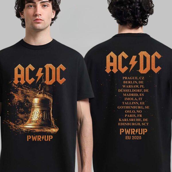 

ACDC Back in Black Возвращение в Северную Америку Тур PWR UP 2025 Двусторонняя унисекс футболка Самый продаваемый и популярный стиль Инс Y2k Топы S