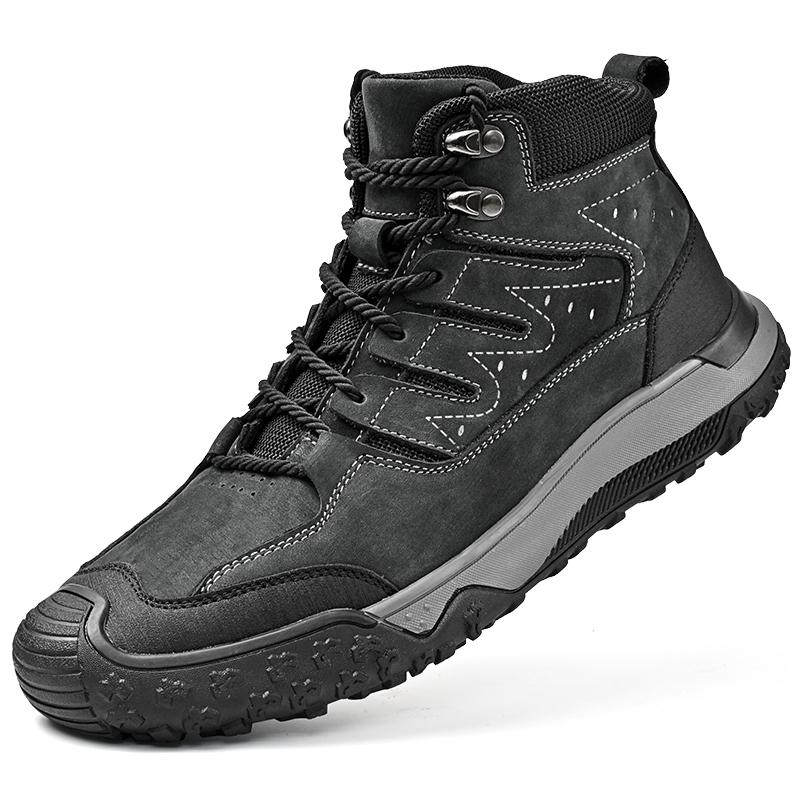 New High Top Mens Sneakers Outdoor Fashion Male Basic Boots Comfy Motocross Boots Genuine Leather Travel Camping Male Footwear