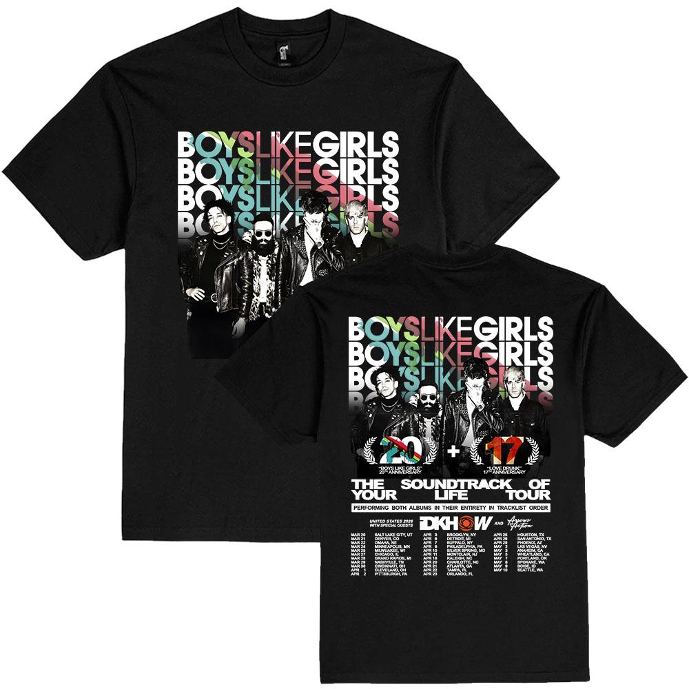 BLG THE SOUNDTRACK OF YOUR LIFE TOUR T-shirt BOYS LIKE GIRLS Rock Band Tshirts Cotton Short Sleeve Loose T Shirt Streetwear
