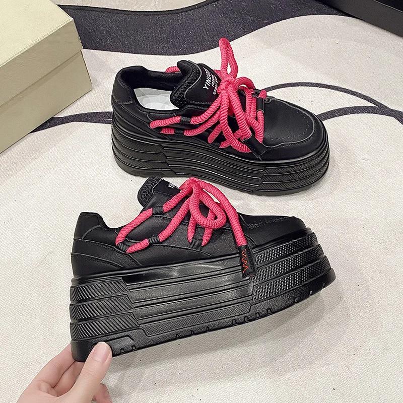 Modă Adidași cu Platformă Înaltă 8CM Femei Casual Piele Pantofi Sport Nou Toamnă Vulcanizat Skateboard Pantofi Albi Femeie Chaussures Femme