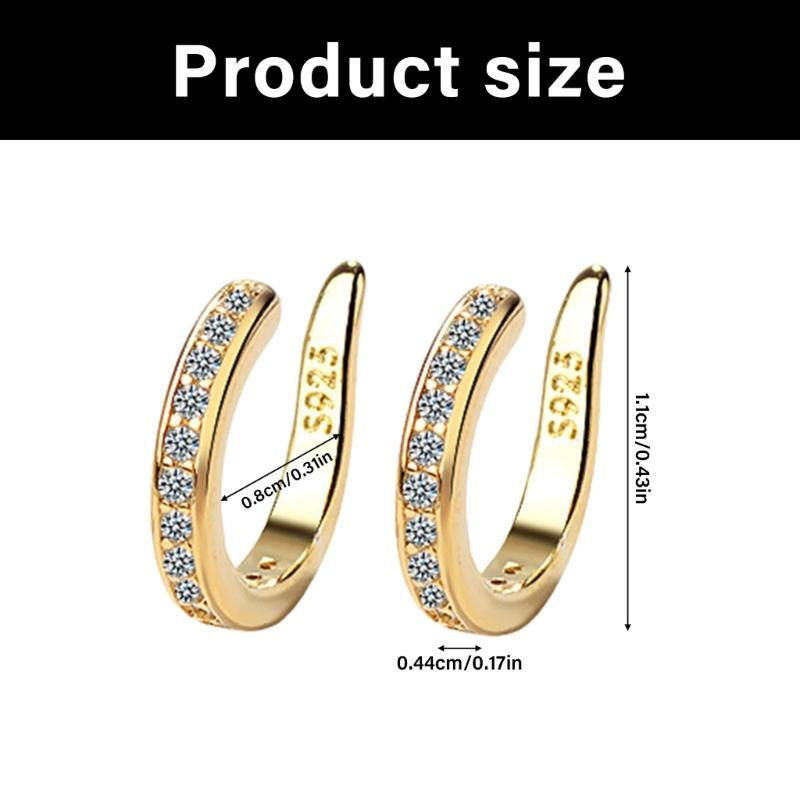 Elegant Clip On Ear Cuff With Crystals Accent Comfortable Copper Without Piercing Ear Jewelry for Women