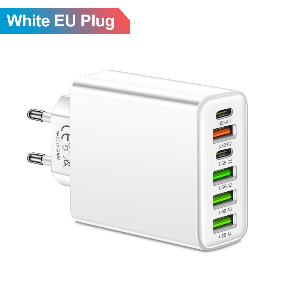 3.1A Multi-Port Mobile Charger: 2 Type-C PD + 4 USB Travel Charging Head