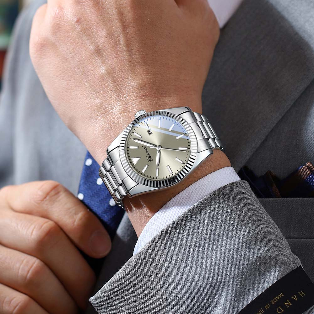CHENXI Men's Quartz Watch Date Stainless Steel Strap Waterproof Business Casual Watches Man Clock Male Gifts