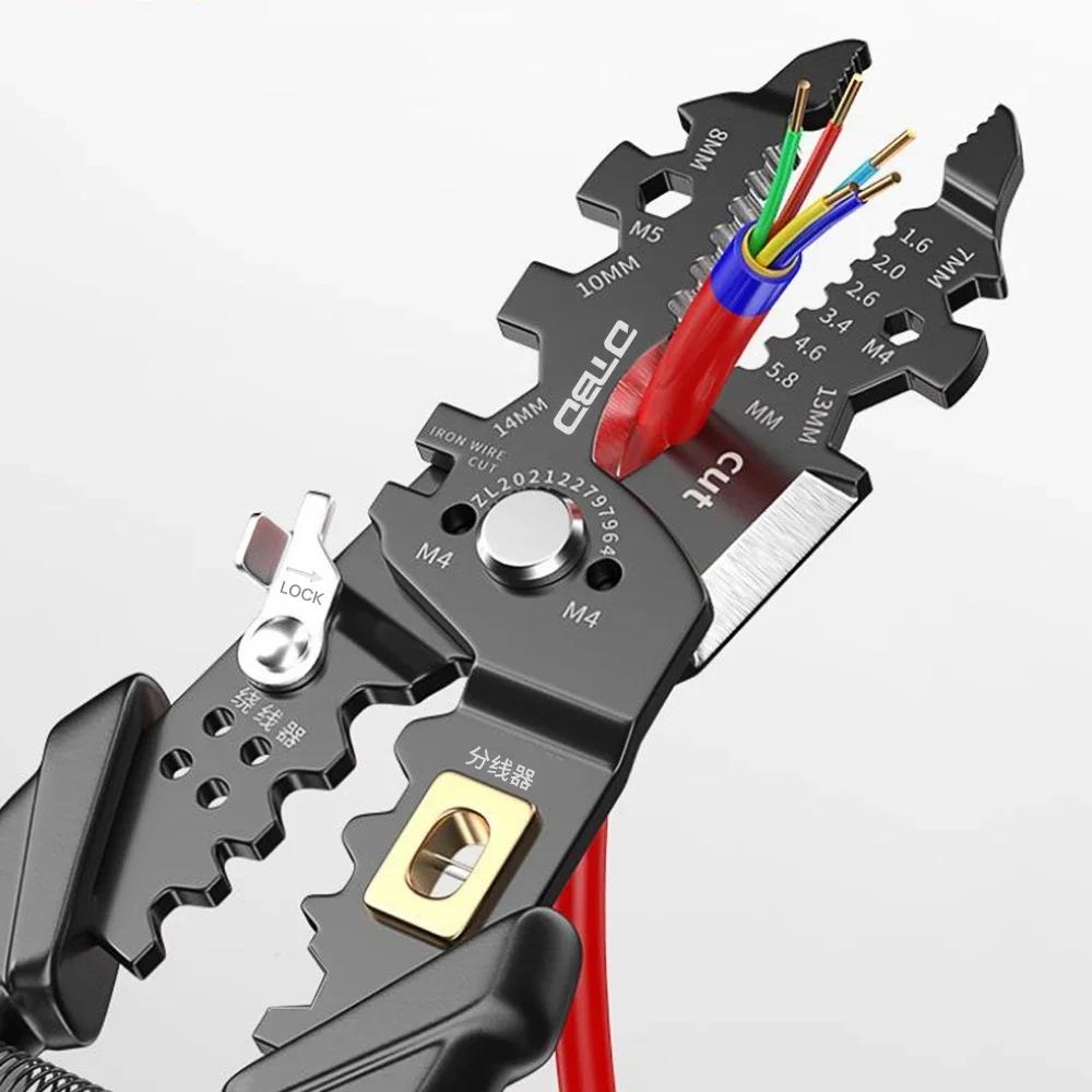 Electrician Toggle Pliers Long Nose Plier Multifunctional Stripping Pliers Wire Stripper Cable Cutter Termina Crimping Hand Tool