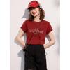 Women's Contrast Embroidered Short-Sleeve T-shirt