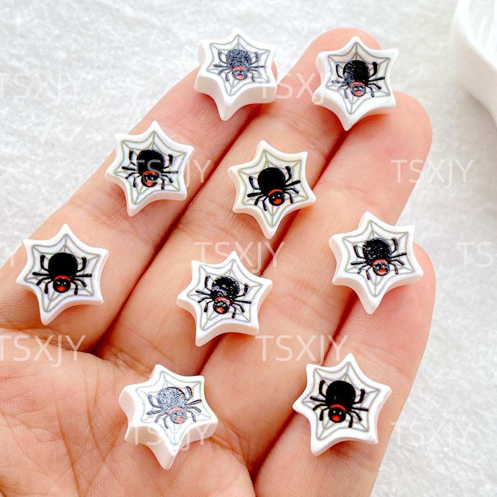 20 Stück Harz Bunt 3D Cartoon Halloween Schädel, Fledermaus, Geist, Schwarze Katze, Spinne Figur Dekoration DIY Halloween Scrapbooking Bastelarbeiten