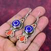 Lapis Lazuli & Coral 925 Solid Sterling Silver Nepali Earrings, Handmade Gemstone Earrings Jewelry, Gifts For Wife Brand New Earrings