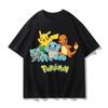 Pokémon Q Version Creative Printing Tshirt Summer New Mens and Womens Japanese Harajuku Trend Loose Casual Shortsleeved Top