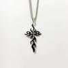 New Hip-hop Personality Red Drip Glazed Flame Sliver Color Relief Cross Pendant Necklace for Men Women Gothic Halloween Jewelry