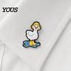 Weather-themed Brooch Enamel Brooch, Rainy Day Animal Pin, Black Cat Umbrella Duck Treading Water Rain Accessories Badge, Vivid Expressions