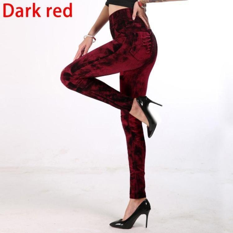 Sexy High Waist Push Up Leggings Faux Jeans Elastic Slim Fitness Pants Sport Leggings For Women