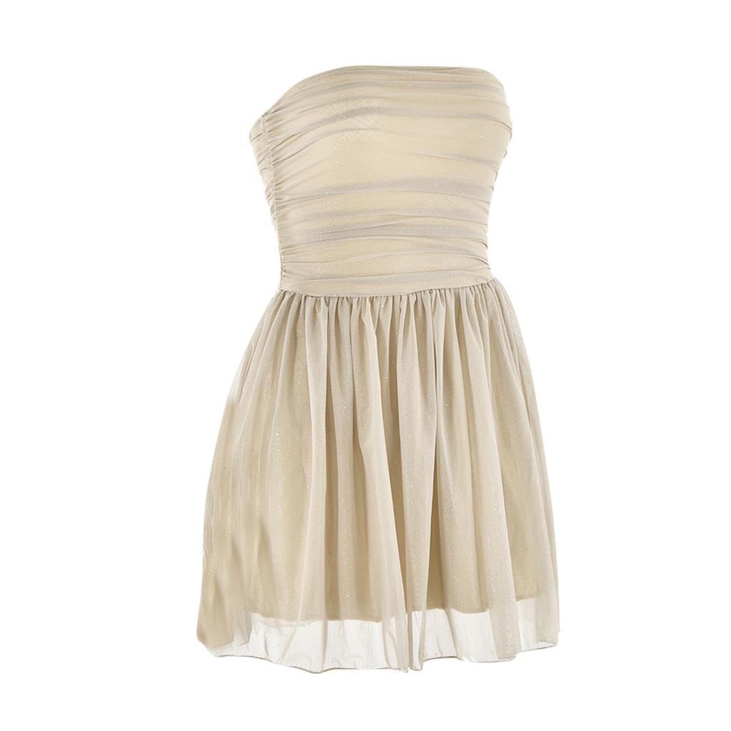 Women's Mesh Splicing Double-layer Tube Top  Backless Dress