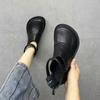 New Women's Black Ankle Boots with Round Toe Flat Shoelaces and Ankle Straps | Retro Style Lightweight Commuting Boots