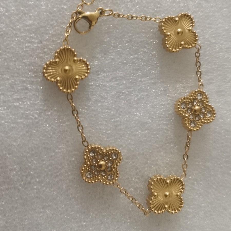 9MM 13MM Fashion Four Leaf Clover Bracelet Premium 18k Colorfast Laser Flower Bracelet