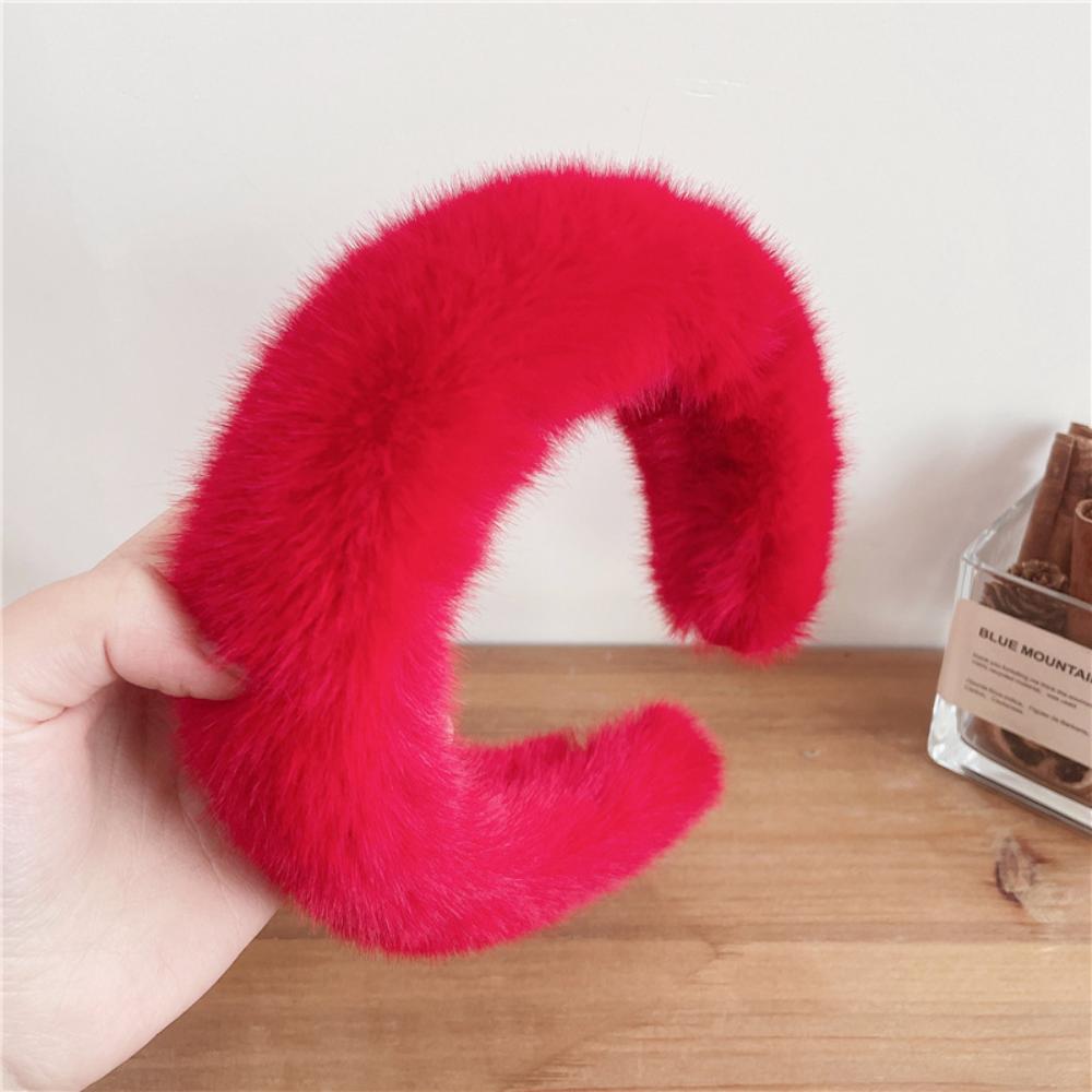 Women Girls Plush Widen Thicken Plush Sponge Hair Bands Faux Fur Padded Headbands Soft Fluffy Furry Hair Hoops Winter Headdress