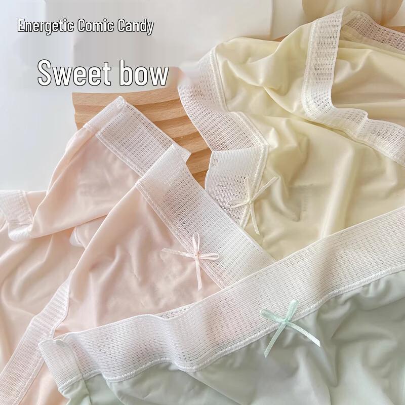 Women's Modal Ice Silk Seamless Lace Mid-Waist Briefs (4-Pack)