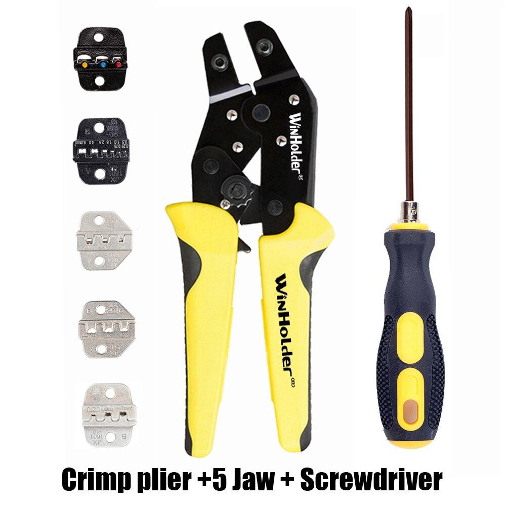 

Клещи для обжима Набор зажимов Набор кабельных наконечников Трещотка для обжима проводов Многофункциональный с 5 неизолированными губками