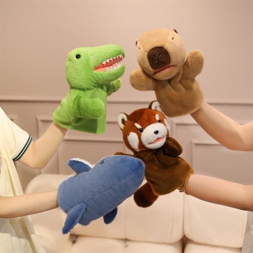 Lustige Handpuppe Rosa Schwein Affe Fuchs Waschbär Gelbe Ente Kapibara Frosch Hai Löwe Welpe Panda