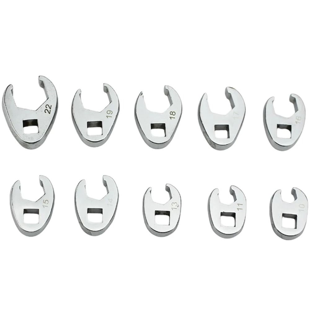 10Pcs/Set 10-22mm Crowfoot Wrenches 3/8Inch Drive Horn Wrench Head  Hand Tool Accessories