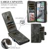 For iPhone 16 Pro Max Magnetic Case Detachable PU Leather Zipper Wallet Cover