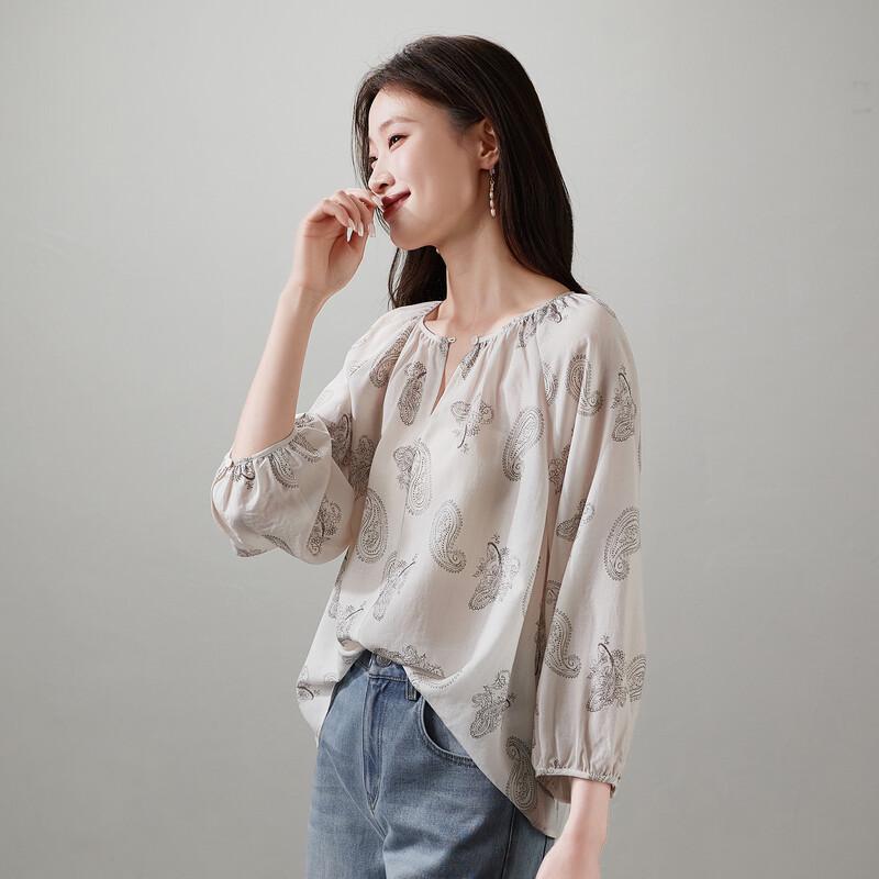 SOFSIL Women s Printed Lantern Sleeve Blouse XL