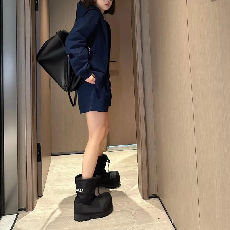 Botas de nieve de cabeza grande para esquí 2025 invierno nuevo impermeables y antideslizantes con cordón suela gruesa feas lindas cálidas aumento de altura botas cortas mujer