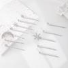 Alloy electroplating one-word clip European and American jewelry, moon headgear, snowflake stacked hairpin set for women