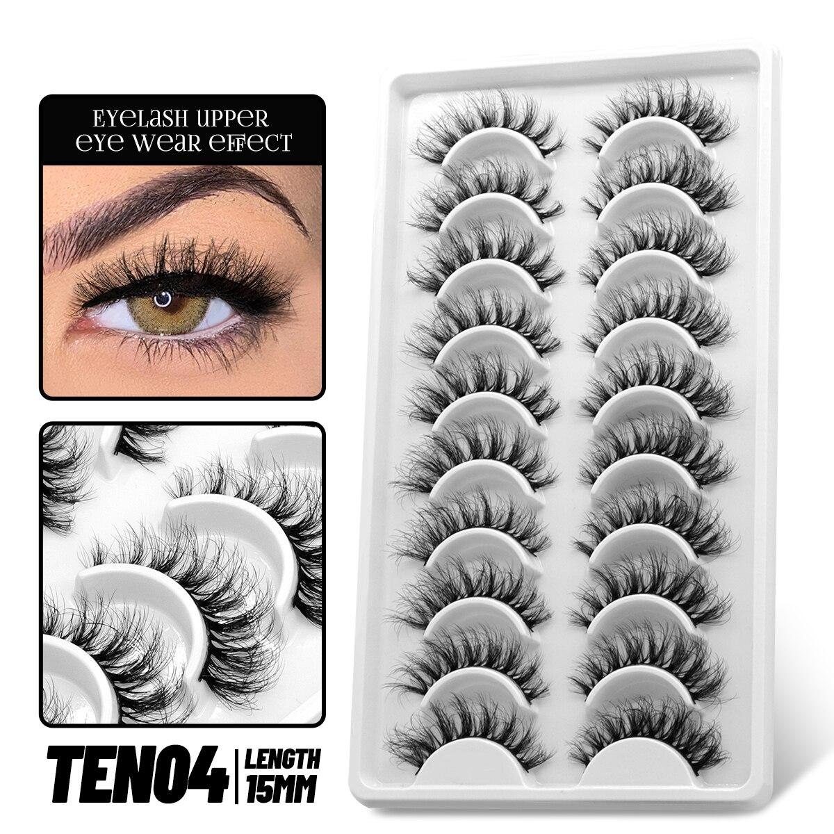 

GROINNEYA 10 пар искусственных норковых ресниц 5D пушистые полные ресницы мягкие тонкие объемные натуральные длинные накладные ресницы многоразового использования