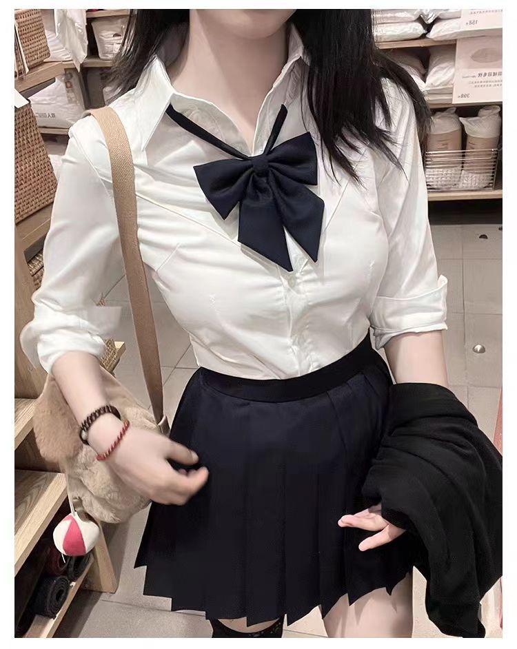 Original Plaid School Uniform Midi Skirt Set: Silver/Gold Mist, Waist-Cinching, Pure Desire Style