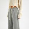 [Gram cashmere wide-leg pants] Winter women's clothing imitation cashmere thermal loose sweatpants cotton straight tube high waist and thin
