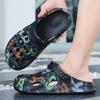 Męskie casualowe buty z dziurami Oddychające puste klapki z zakrytymi palcami Drukowane antypoślizgowe sandały plażowe na zewnątrz Męskie