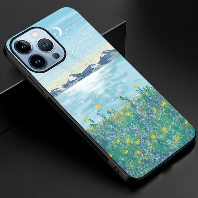 

Чехол с рисунком цветов и цветочным рисунком для Iphone 14 13 12 11 Pro Max Mini Xs Xr X 7 8 6s Plus Se 2022, задняя крышка из закаленного стекла Fundas For iphone 11 Pro