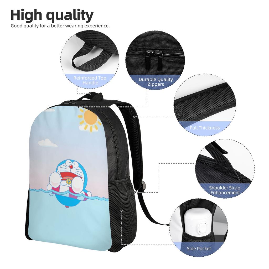 D-Doraemones Backpack for Men Women Waterproof School College Science Fiction Bag Printing Bookbag