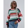 Autumn New Women's Clothing Rainbow Intercolor Knitted Sweater Pullover Women's Clothing Loose Sweater Women