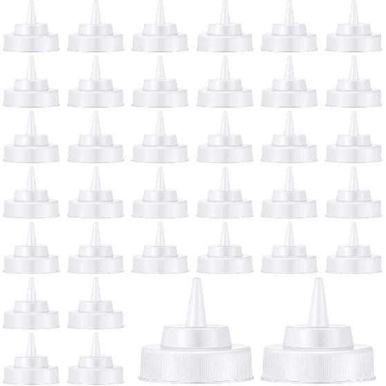 36 Pcs Condiment Squeeze Bottle Replacement Cap Plastic Wide Mouth Squeeze Lids for 63mm Emptying Bottle 2.76inch Natural Cone Tip Dispensing Caps