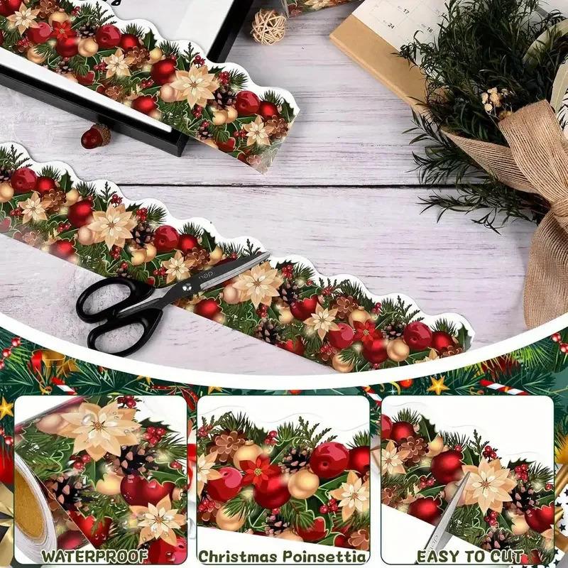 18m/Roll Festival Home Decoration Stickers - Christmas Wall Sticker Border, Blackboard Bulletin Board Border Sticker