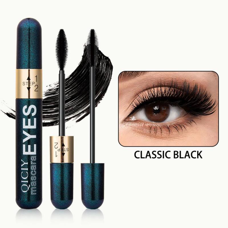 4D Mascara Double Effect Lengthen Curling Thick Eyelash Extension Long Lasting Silk Fiber Eye Lashes Makeup Mascara Cosmetics